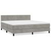 Boxspring met matras fluweel lichtgrijs 180x200 cm