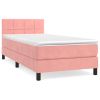 Boxspring met matras fluweel roze 80x200 cm