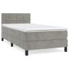 Boxspring met matras fluweel lichtgrijs 90x200 cm