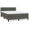 Boxspring met matras fluweel donkergrijs 140x200 cm