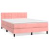 Boxspring met matras fluweel roze 140x200 cm