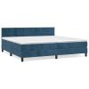 Boxspring met matras fluweel donkerblauw 200x200 cm