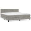 Boxspring met matras fluweel lichtgrijs 160x200 cm