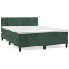 Boxspring met matras fluweel donkergroen 140x200 cm