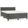 Boxspring met matras fluweel donkergrijs 140x190 cm
