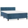 Boxspring met matras fluweel donkerblauw 140x200 cm