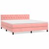 Boxspring met matras fluweel roze 160x200 cm