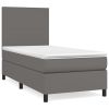 Boxspring met matras kunstleer grijs 100x200 cm