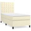 Boxspring met matras kunstleer crèmekleurig 100x200 cm