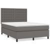 Boxspring met matras kunstleer grijs 140x190 cm