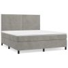 Boxspring met matras fluweel lichtgrijs 160x200 cm