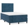 Boxspring met matras fluweel donkerblauw 120x200 cm