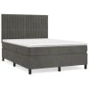 Boxspring met matras fluweel donkergrijs 140x190 cm