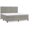 Boxspring met matras fluweel lichtgrijs 200x200 cm