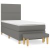 Boxspring met matras stof donkergrijs 100x200 cm