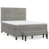 Boxspring met matras fluweel lichtgrijs 140x200 cm
