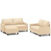 3-delige Loungeset met kussens stof crèmekleurig