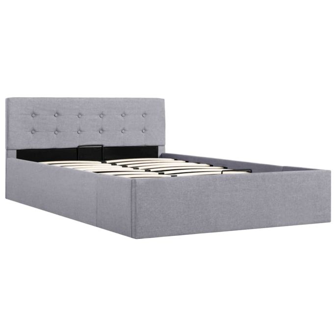 Boxspringframe met hydraulische opslag stof lichtgrijs 120x200 cm