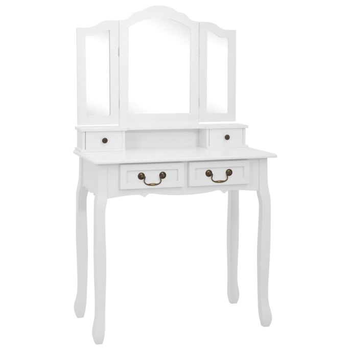 Kaptafelset met kruk 80x69x141 cm paulowniahout wit