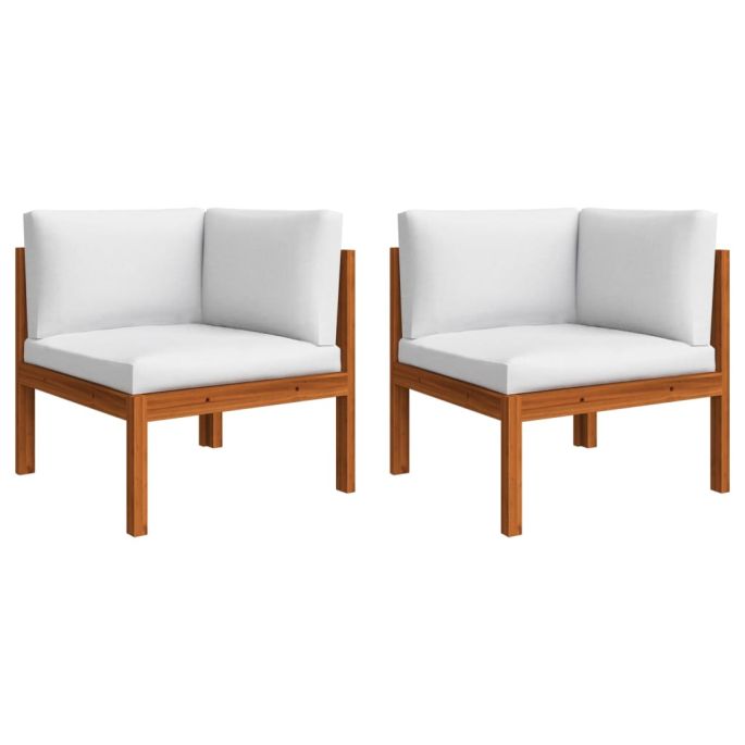 Tuinhoekbanken 2 st met kussens massief acaciahout