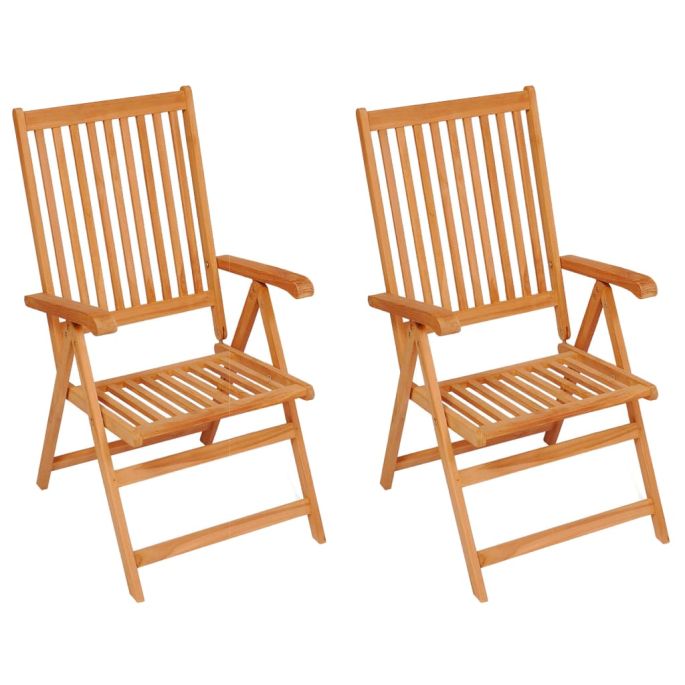 Tuinstoelen 2 st met blauwe kussens massief teakhout