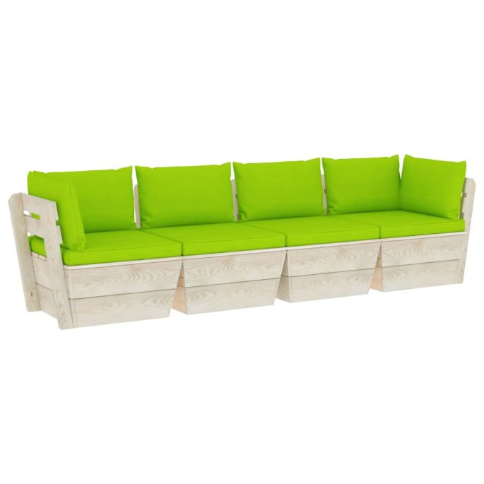 Tuinbank 4-zits met kussens pallet vurenhout