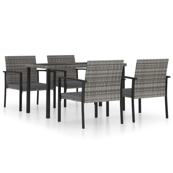 5-delige Tuinset poly rattan grijs