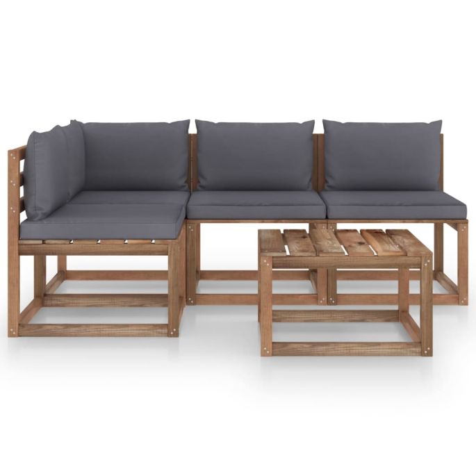 5-delige Loungeset met antracietkleurige kussens
