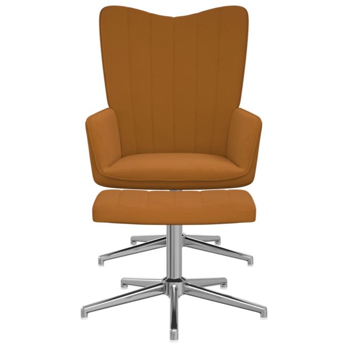Relaxstoel met voetenbank fluweel bruin