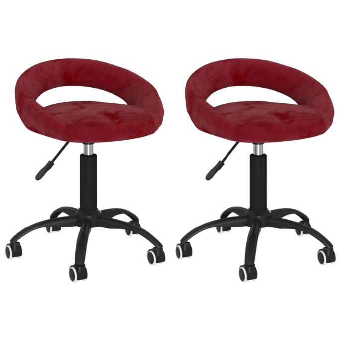 Eetkamerstoelen draaibaar 2 st fluweel wijnrood