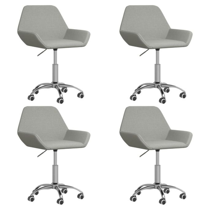Eetkamerstoelen 4 st draaibaar stof lichtgrijs