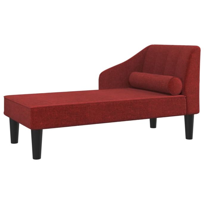Chaise longue met bolster stof wijnrood