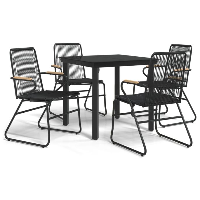 Test 5-delige Tuinset PVC-rattan zwart