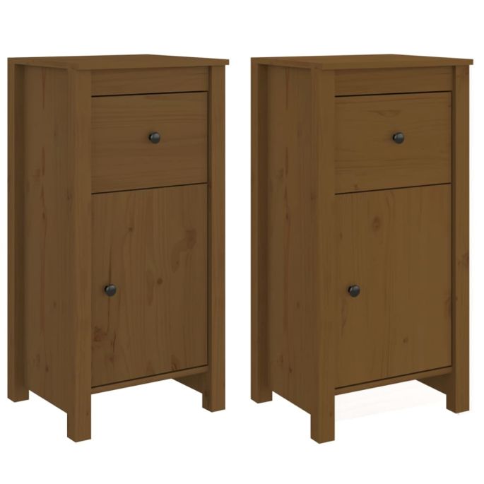 Dressoirs 2 st 40x35x80 cm massief grenenhout honingbruin