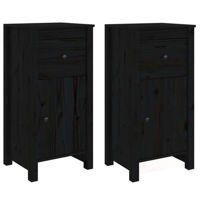 Dressoirs 2 st 40x35x80 cm massief grenenhout zwart
