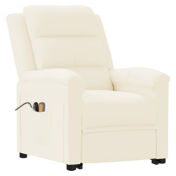 Sta-op-massagestoel kunstleer crèmekleurig