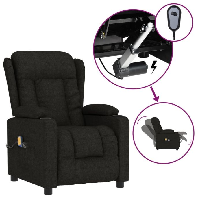Massagestoel elektrisch stof zwart