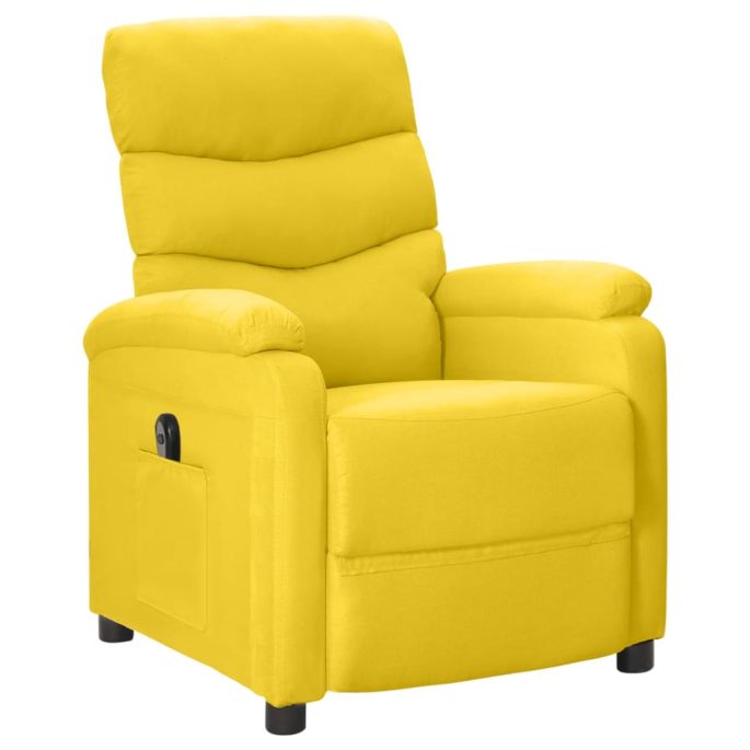 Fauteuil verstelbaar elektrisch stof mosterdgeel