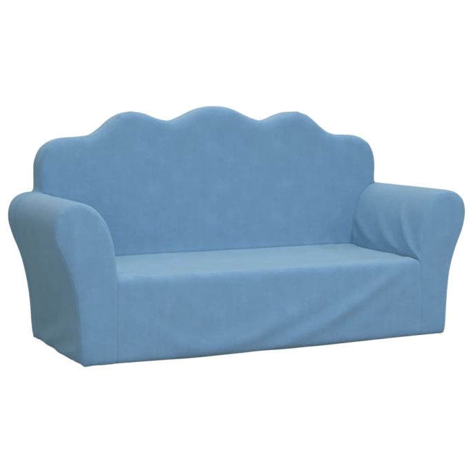 Kinderbank 2-zits zacht pluche blauw