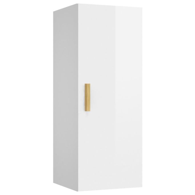 Wandkast 34,5x34x90 cm bewerkt hout hoogglans wit