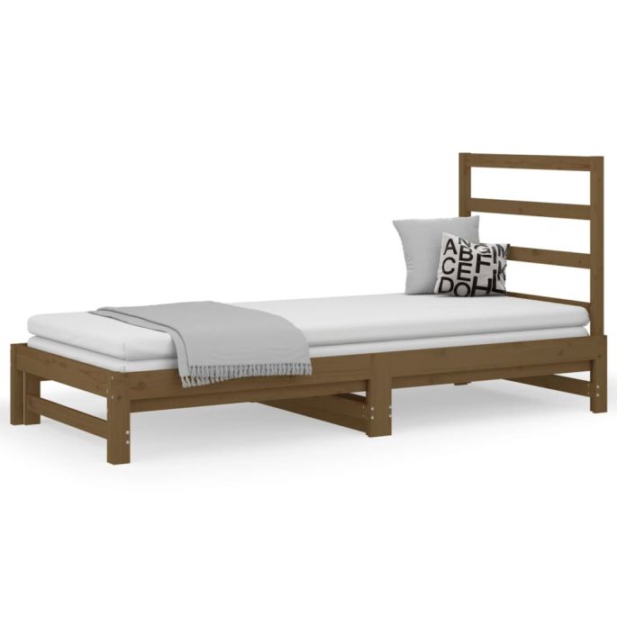 Slaapbank uitschuifbaar grenenhout honingbruin 2x(90x200) cm
