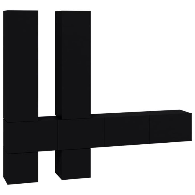 Tv-wandmeubel bewerkt hout zwart