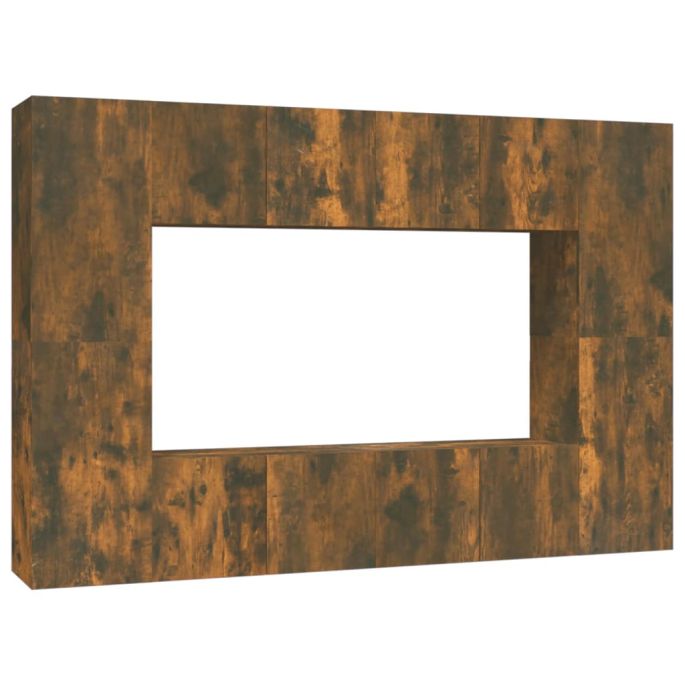 8-delige Tv-meubelset bewerkt hout gerookt eikenkleurig