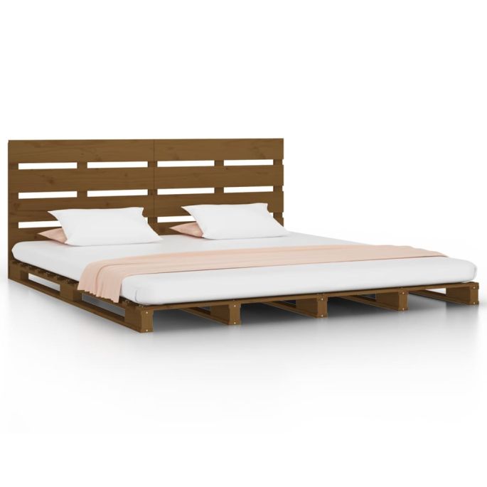 Bedframe massief grenenhout honingbruin 200x200 cm