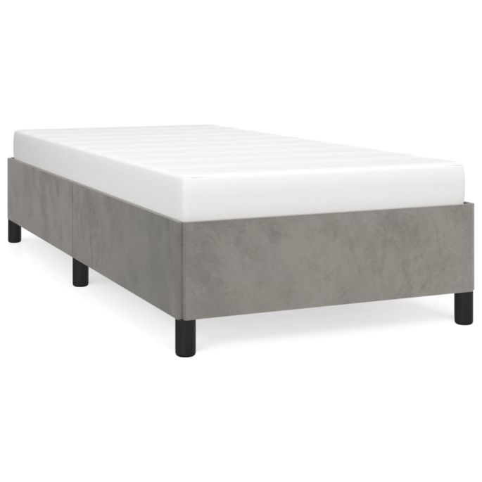 Bedframe fluweel lichtgrijs 90x200 cm