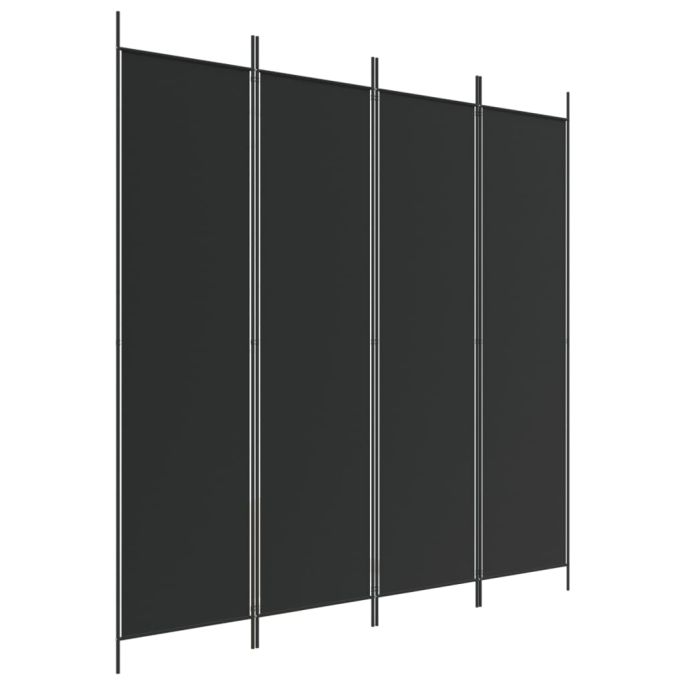 Kamerscherm met 4 panelen 200x200 cm stof zwart