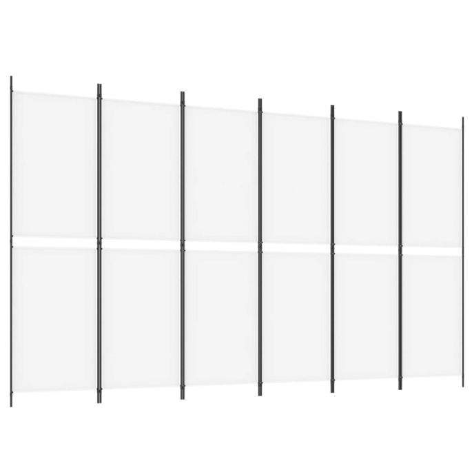Kamerscherm met 6 panelen 300x180 cm stof wit