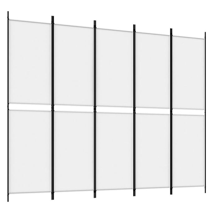 Kamerscherm met 5 panelen 250x200 cm stof wit