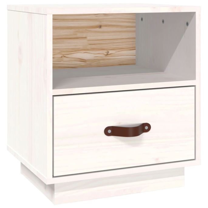 Nachtkastje 40x34x45 cm massief grenenhout wit