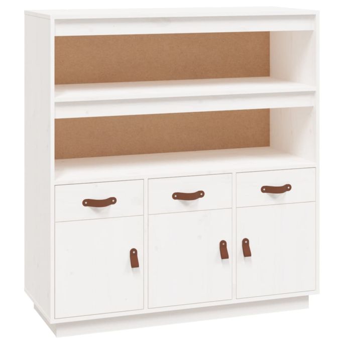Hoge kast 100x40x108,5 cm massief grenenhout wit